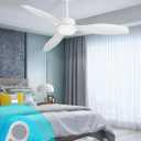 48 inch Ceiling Fans with Lights,White Ceiling Fan with Light and Remote,3 Color Light,6 Speed,DC Motor,for Bedroom/Outdoor/Patios,White