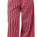 MISSACTIVER Women Drawstring Striped Pants Loose Wide Leg Trousers Casual Low Waist Pants Comfy Lounge Pants with Pockets, Small 