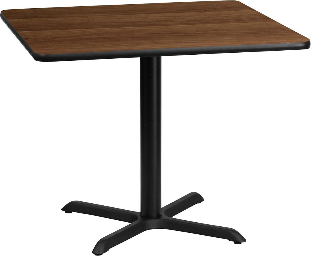 Flash Furniture 36'' Square Walnut Laminate Table Top with 30'' x 30'' Table Height Base, 36"W x 36"D x 31.13"H