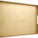 Gold Serving Tray for Coffee Table, Rectangular Plastic Decorative Tray with Handles for Entertaining, Outdoor Patio, Living Room, Ottoman, Bathroom Counter, 11.8*15.7*1.6