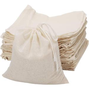 24 Pcs 4 x 6 Inches Natural Unbleached Cotton Drawstring Bags Spice/Herbs/Tea/Soup Bags, Muslin Bags Sachet Bag for Home Supplies