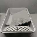 Stainless Steel Litter Box | XL Enclosed Cat Litter Boxes with Lid for Big Cats | High Sided, Anti-Urine Leakage | Non-Stick Bottom & Includes Litter Mat & Metal Scoop