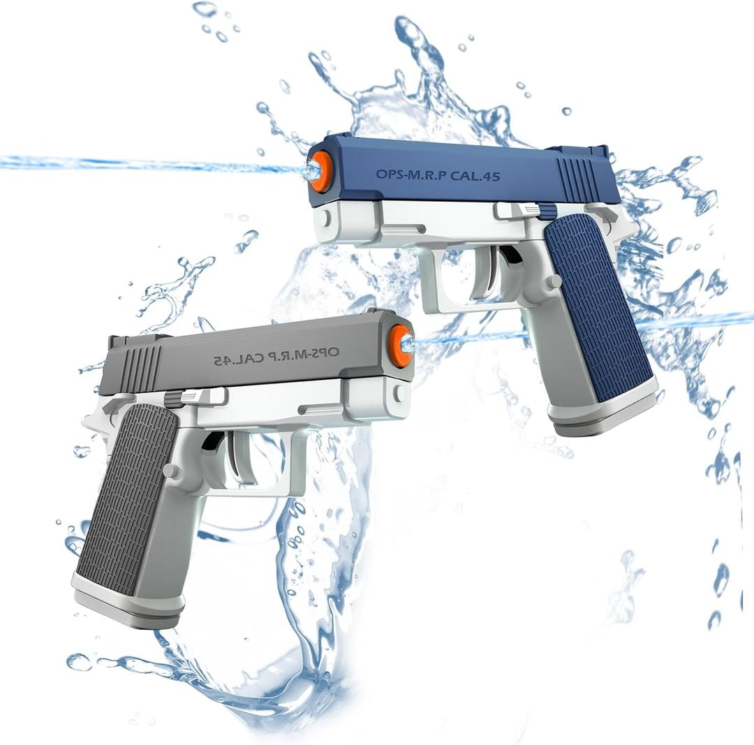 2 Pack Water Gun Squirt Guns for Kids - Mini Water Blaster Soaker 100cc Capacity Water Pistol Toys, Ideal Summer Gifts for Swimming Pool Beach Outdoor Water Toys for Boys Girls (Blue Gray)