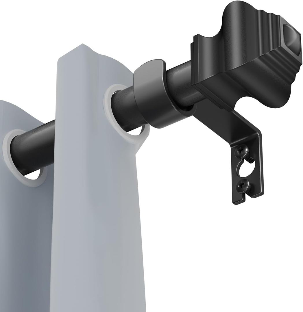 Curtain Rods for Windows 35-47 inch, 5/8 inch Matte Black Curtain Rod with Brackets Adjustable Telescoping for Bedroom Kitchen Study Living Room