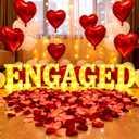 Engaged Decorations, Engaged Light Up Letters Sign with Rose Petals, Aluminum Balloons, Round Pearlescent Balloon, Double Sided Tape for Valentine's Day Wedding Romantic Party,  Size: 5.51"×6.29"