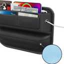 Car Seat Gap Filler Leather Car Box Seat Organizer and Storage Automotive Accessories with Pockets- Front Seats Car Adjustable Gap Filler for Phones, Glasses, Keys, Cards-1 Pack1