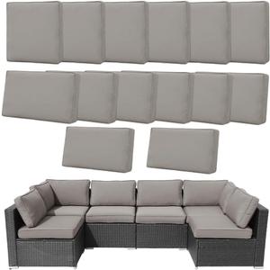 14Pcs Outdoor Cushion Covers Replacement Washable w/Zipper for 6-Seaters Sofa Patio Slipcovers Set Seat and Back Covers Only-25.6x25.6x4inch (Light Gray)