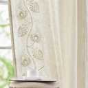 jinchan Linen Paisley Curtains 96 Inch Long for Bedroom Living Room, Embroidered French Country Farmhouse Drapes Back Tab, Light Filtering Cottagecore Boho Window Curtains, Ivory on Ecru, 2 Panels