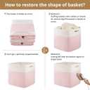 OIAHOMY 13 Inch Cube Storage Bins, 3-Pack Cotton Rope Woven Baskets for Organizing, Insert Storage Baskets for Shelves, Baby Nursery, Closet Organizer, 13 * 13 * 12.6IN, Pink & White