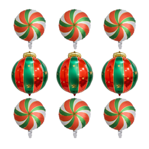 9PCS Christmas Balloon Decorations Set, Round Candy Lollipop Foil Balloon, Hanging Balls Balloons for Xmas Party, Holiday Home & Event Decoration