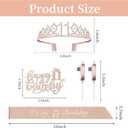 11th Birthday Decorations for Girl with Sash and Tiara, Numeral Candle and Cake Topper, 11 Year Old Birthday Decorations Gifts, Rose Gold Party Favor Supplies
