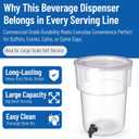 Carlisle FoodService Products Round Beverage Dispenser Drink Dispenser with Spigot for Catering, Plastic, 5 Gallons, Clear