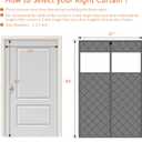 Thermal Door Curtain Fits Doors Size 34"x82"，Curtain Size 37"x84", Magnetic Insulated Curtain Center Open, Visible Panels,Keep Warm in Winter Cool in Summer,Diamond Pattern,Gray