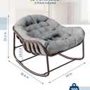 Garvee Oversized Wicker Lounge Chair with Cushion and Metal Frame | Outdoor Papasan Rocking Chair, Patio Rattan Egg Rocker for Balcony Backyard Porch Bedroom (Grey)