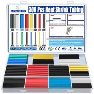 2 x 300PCS Heat Shrink Tubing 2:1 6 Colors 11 Sizes Electrical Wire Cable Wrap Assortment Electric Insulation Heat Shrink Tube Kit with Box(6 colors/11 Sizes), Black, Red, Blue, Yellow, Green