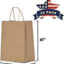 Qutuus Kraft Paper Gift Bags with Handles 8x4.5x10 25Pcs Brown Gift Bags Bulk Medium Size Small Business Bags, Party Bags, Retail Kraft Shopping Bags