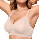 OEAK Women Seamless Bra No Underwire Push Up Full Coverage Anti Sagging Bralettes Everyday Supportive Convertible Bras (Beige, XXXL)