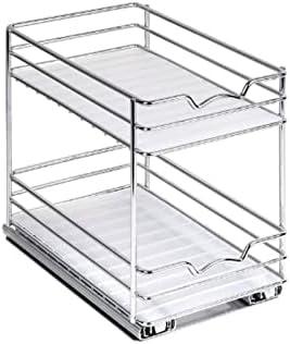 Zhjlut Double-Layer Stroage Rack for Kitchen Seasoning Bottle Organizer Metal Shelf Kitchen Spice Stroage Organizer with Slide Rail