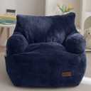 MAXYOYO Kids Bean Bag Chair, Stuffed Toddler Bean Bag Sofa with Filler Cozy for Boys and Girls, Lazy Sofa with Pocket Floor Chair for Gaming, Reading, Navy