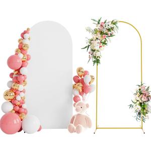 Wokceer 6 FT Wedding Arch Backdrop Stand and White Arches Cover, Metal Arch Backdrop Stand with Cover for Birthday Party Wedding Ceremony Bridal Baby Shower Event Decor