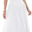 Yulaviniee Women's Strapless Tube Top Corset Maxi Dress for Wedding Guest, Elegant Party Dress (Medium, Woven-white)