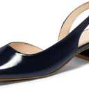Coutgo Womens Chunky Low Heels D'Orsay Slingback Pumps Closed Square Toe Work Office Dress Shoes, Navy, Size 9.5