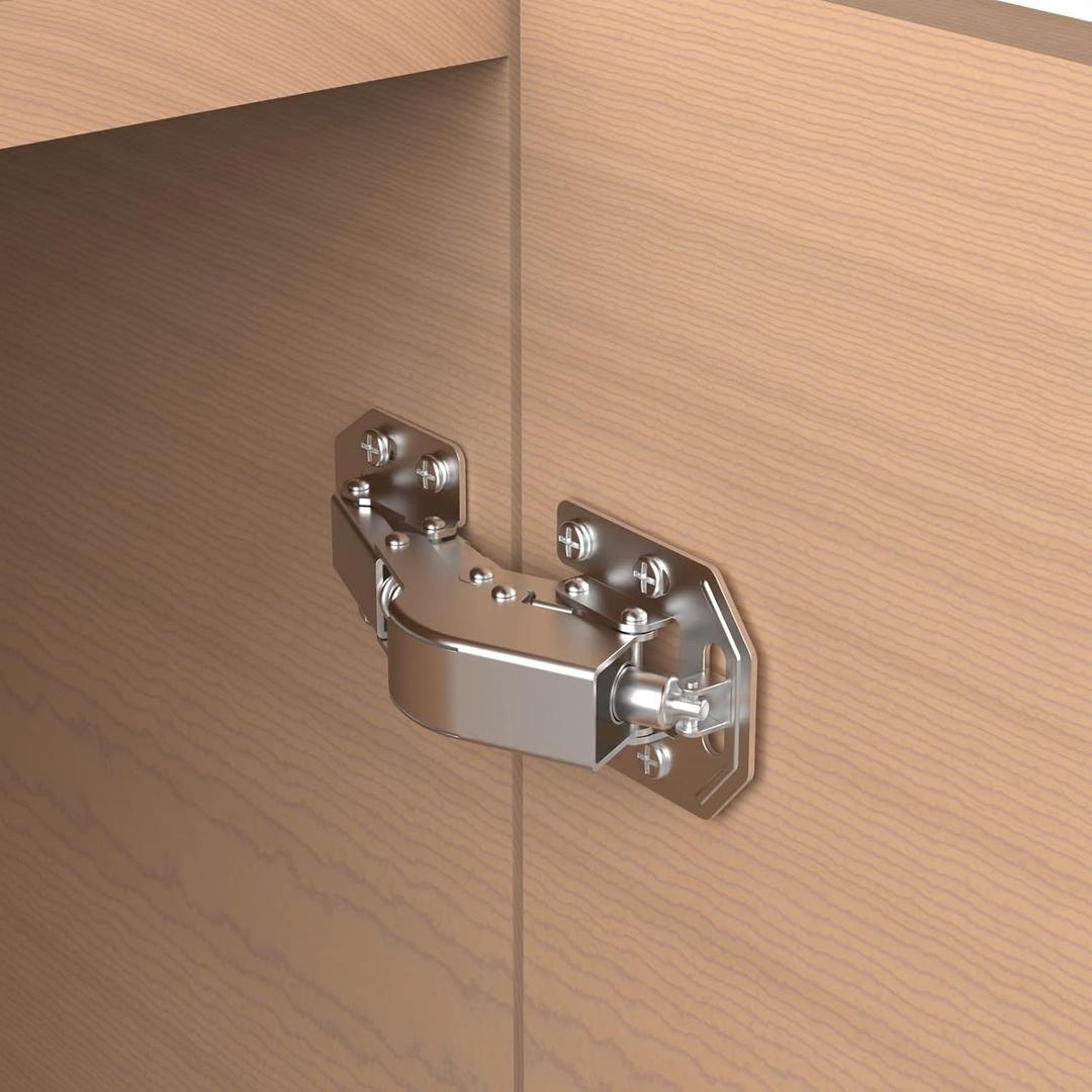 Chibery 20 Pack 90 Degree Soft Close Surface Mount Spring Hinges, Easy Installation No Pre-drilled, Noiseless Frameless Hidden Concealed Kitchen Cabinet Hinge for Cupboard Folded Replacement Hardware