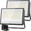 Olafus 2 Pack 130W LED Flood Light Outdoor, 13000lm LED Work Light with Plug, IP66 Waterproof Exterior Security Lights, 6500K Daylight White Outside Floodlights for Playground Yard Stadium Lawn