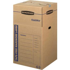 Bankers Box 3-Pack Tall Tape-Free Wardrobe Moving Boxes, 24" x 24" x 40"