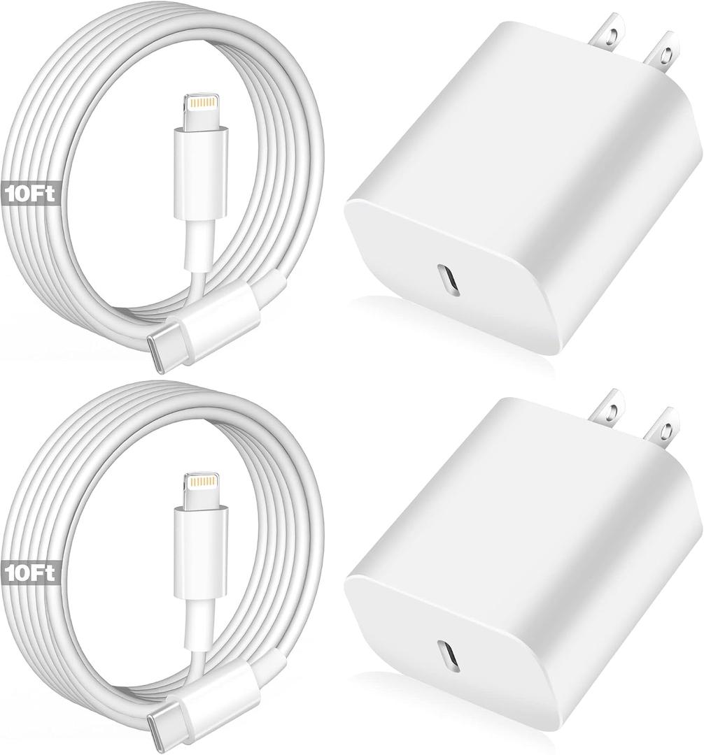 iPhone Fast Charger,Apple Charger Super Quick iPhone Charger Fast Charging,2Pack 10FT Long Type-C to Lightning Cable Cord USB C Wall Charger Block Adapter for iPhone 14 13 12 11/13Pro Max/12Mini/XS/XR