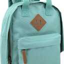 Madison & Dakota Canvas Mini Backpack for Everyday & Day Pack Rucksack in Solid Color Blocks, Green, Unisex