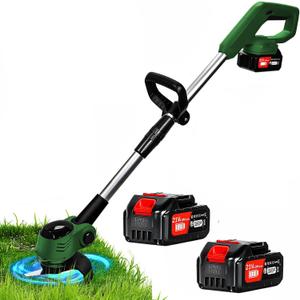Electric Weed Wacker Cordless, Electric Grass Trimmer 21V 4.0Ah Battery Powered Weed Trimmer, 3 in 1 Lightweight Brush Cutter/Edger/String Trimmer with 2 Types Blade & for Garden and Yard Lawn