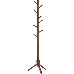 VASAGLE Solid Wood Coat Rack, Free Standing Tree-Shaped Coat Rack with 8 Hooks, 3 Height Options, for Clothes, Hats, Bags, Living Room, Bedroom, Home Office, Dark Walnut URCR04WN