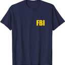 FBI Agent Funny Halloween Costume Front Back Tee Shirt (Small, Navy Blue)