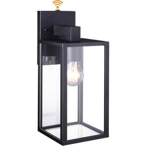 Dusk to Dawn Outdoor Lighting,Outdoor Wall Light Fixtures Waterproof,Exterior Front Porch Lights with Toughened Glass Shade,Modern Matte Black Wall Sconce for Patio Porch Garden (1 Pack)