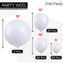 PartyWoo White Balloons 140 pcs Different Sizes of 18 12 10 5 Inch White Balloons Arch Kit Garland for Wedding Baby Shower Birthday Bridal Shower Graduation Engagement Party Decorations White-Y13