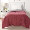 Amazon Basics Twin/Twin XL Reversible Comforter Lightweight Microfiber All Season Blanket, Burgundy/Grey