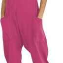 Rompers for Women Casual Summer Jumpsuits Sleeveless Loose Spaghetti Strap Overalls Jumpers (Pink)