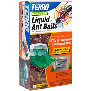 TERRO T1804-6 Outdoor Ready-to-Use Liquid Ant Bait Killer and Trap - Kills Common Household Ants - 4 Bait Stations