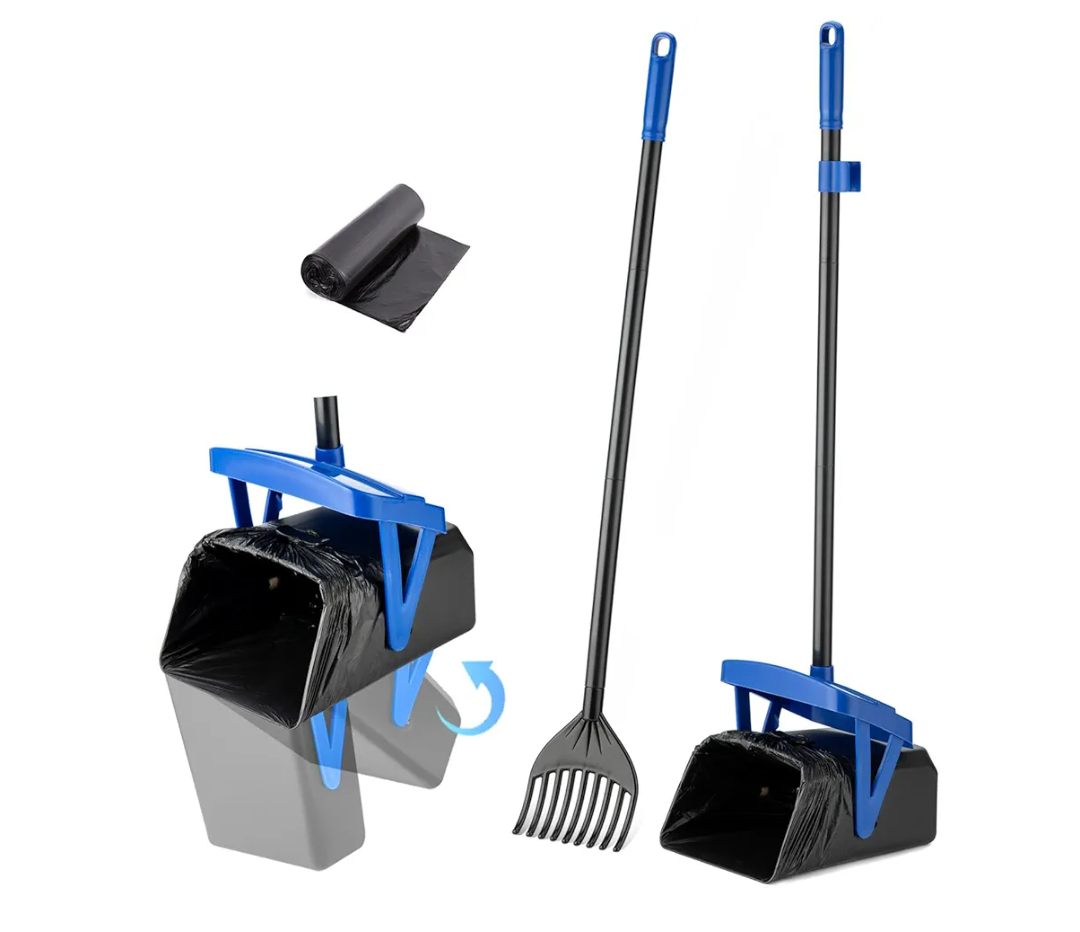TIMINGILA Pooper Scooper Swivel Bin & Rake for Large Medium Small Dogs Non-Breakable Dog Poop Scooper with 20 Waste Bags Easy to Clean Pet Waste Use for Yard, Grass, Dirt or Gravel - Pet Supplies