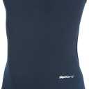 Sporti Thin Strap Girls' Athletic One-Piece Swimsuit Hydrolast Technology, Competitive Bathing Suit for Youth Swimmers (22, Navy)