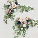 Ling's moment 2PCS Navy Blue Artificial Flower Garland Wedding Arch Flowers Floral Swags Table Centerpieces Dusty Rose Arrangements for Sweetheart Table Easel Wall Entryway Board Backdrop Decor