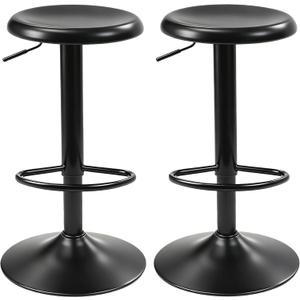 CAROLMADE Bar Stools Set of 2, Adjustable Metal Bar stools Swivel Counter Height Stool Backless Barstools for Kitchen Island Pub, Black