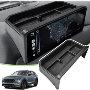 Dash Storage Box Compatible with Mazda CX-5 2025 2024 2023 2022 Interior Accessories, Console Dashboard Organizer Behind Screen Insert Tray Holder, Black