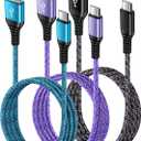 USB C Charger Cable Fast Charging 3 Pack 6ft for iPhone 17 16 15 Pro Max/15 Plus/15 Pro/15, 3.1A Braided Car Cord USB A to USB C Android Phone Power Cord for Samsung Galaxy S24 A54 A14 S23 Ultra S22