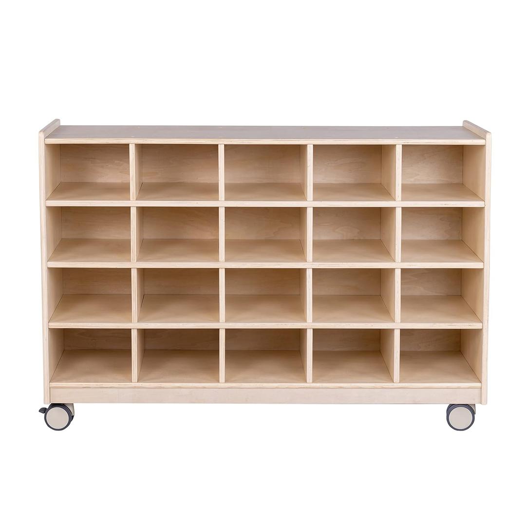 Angeles Mobile 20-Section Cubby Storage, Classroom Reading Nook Cubbies, Kids Preschool & Daycare Toy Cubby Shelves, Toddler Playroom Bookshelf, Assembly Required, 47.75 inches x 14.5 inches x 29.88 inches