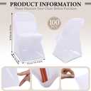 Newwiee 100 Pcs Spandex Chair Covers Bulk - Stretch Folding Flat Front Fitted Universal Chair Protector Pack Removable Washable for Wedding Party Dining Banquet Event (White)