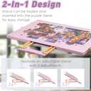 Tektalk Flannelette Covered Jigsaw Puzzle Table with Integrated Adjustable Stand & Cover, 3-Tilting-Angle Wooden Plateau Portable Puzzle Board with 6 Sorting Drawers, for Up to 1500 Pieces (Purple), 36.6 x 25 inches