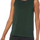 Amazon Essentials Women's Soft Cotton Relaxed-Fit Yoga Tank Top (Available in Plus Size) (Medium, Deep Green)