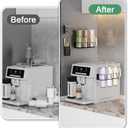 Magnetic Cup Holder for Fridge, Aufworld Tumbler Organizer Fits 20/30/40 oz Stanley Cups, Accessory Storage with Lid & Straw Holder, Space-Saving Storage Rack for Kitchen Fridge (Black-Cup Holder Set)